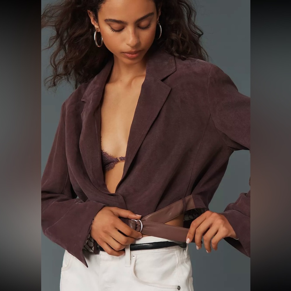 Anthropologie Plum Brown Suede Blazer